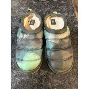 Men's Teen UGG Tasman Size 6 LTA Cali Topo Slippers Slip-On Green Camo Fur Lined
